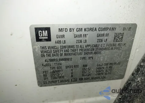 2022 Chevrolet Trailblazer Awd Lt из США, поврежденный, VIN KL79MRSL9NB089812